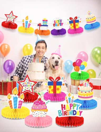 Birthday Table Decorations, 9 Pcs Colorful Birthday Centerpieces for Tables - style: Birthday