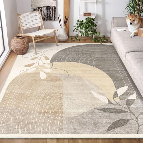 MUJOO 5x7 Area Rugs Washable Low Pile Non Slip Mid Century Modern Large - color: Beige（modern）, size: 5' x 7' (Rectangular)