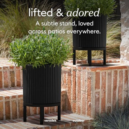 Veradek Demi Series Raised Planter - Round Planter with Stand - color: Black/Black, size: 12 inch - 2 Pack