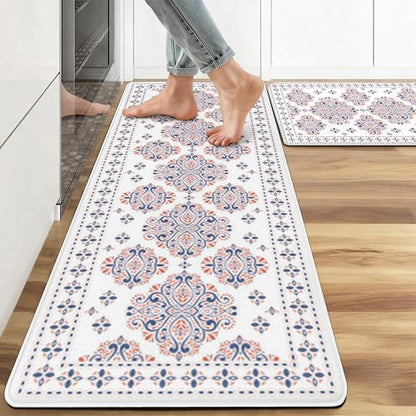 Kitchen Rugs for Floor 2 Pcs Memory Foam Padded Anti Fatigue Kitchen Mat - color: Boho