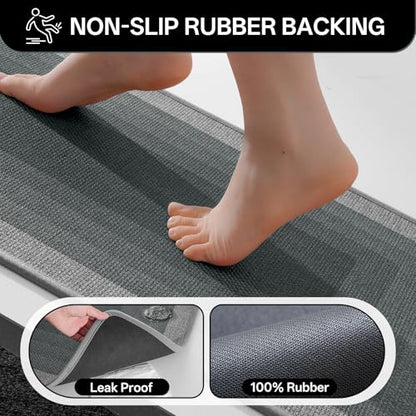 Bath Mat Non Slip,Quick Dry Bathroom Rug Under Door,24"x36",Grey - color: Grid Grey, size: 24" x 36"