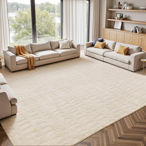 Yamaziot Washable 9x12 Area Rugs for Living Room Textured Non Slip, Beige - color: Beige, size: 9' x 12' (Rectangular)