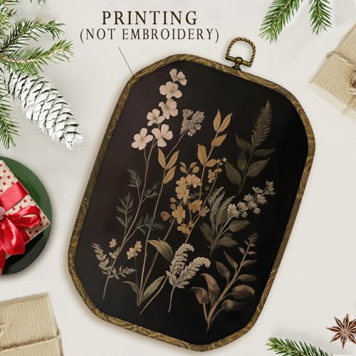 nvucamd Vintage Botanical Wall Art Decor Framed, Cottagecore Dark Academia Floral Octagon Canvas Prints Wall Art, Rustic Moody Hanging Decor for Bathroom Living Room, 10.2x7 Inches - color: botanical, size: 10.2"L x 7"W