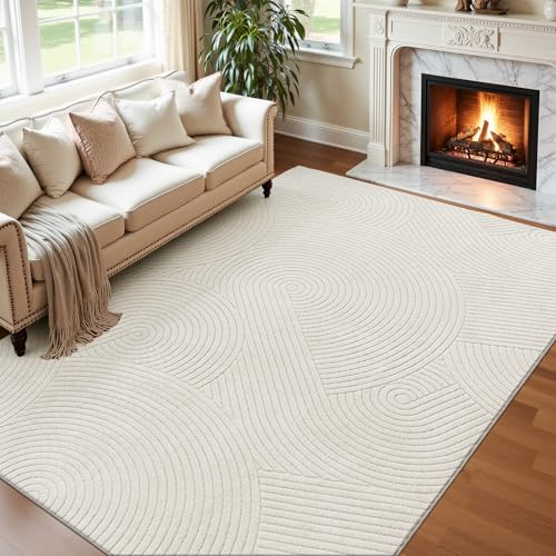 U'Artlines 6x9ft Washable Area Rug for Living Room, Beige - size: 6 x 9ft