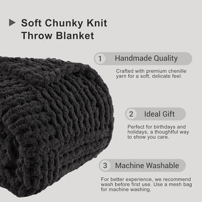 Dark Grey Throw Blanket for Couch, 50"x60" - color: Charcoal