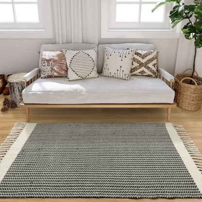 Lahome Boho Bathroom Rugs, 3x5 Washable Area Rug for Living Room - color: Grey, size: 3' x 5' (Rectangular)
