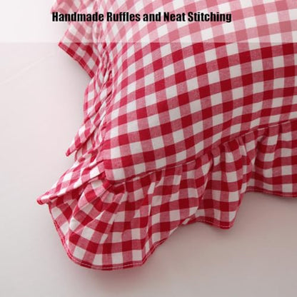 Mywinlle 2 Pack Red/White Plaid Gingham Throw Pillow Covers 18"x18" - color: Red Plaid, size: 18" x 18" (Pack of 2)