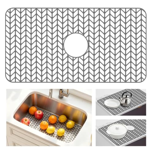 AWOKE Silicone Sink Protectors for Kitchen Sink 28 x15 Center Drain Hole - size: 28 x 15 Center Drain