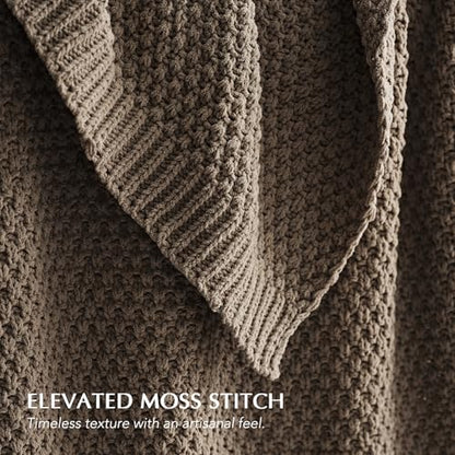 EVERGRACEHOME Chunky Chenille Knit Throw Blanket, 90 x 90, Mocha Brown - color: Mocha Brown, size: 90" X 90"