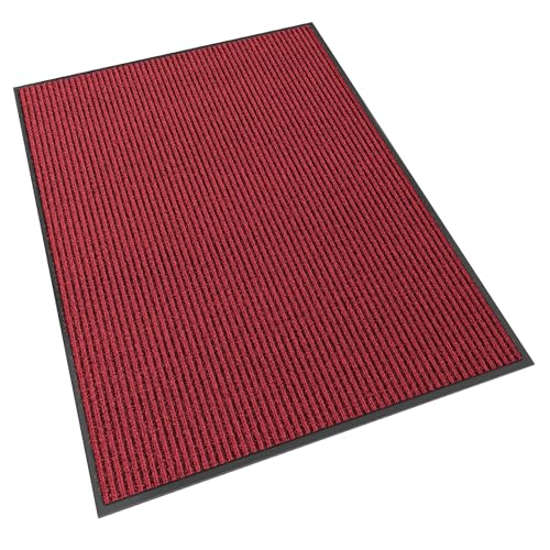 Front Door Mat, 48" x 36" Heavy Duty Indoor Outdoor Doormat - color: Red Stripe, size: 3' x 4' (Rectangular)