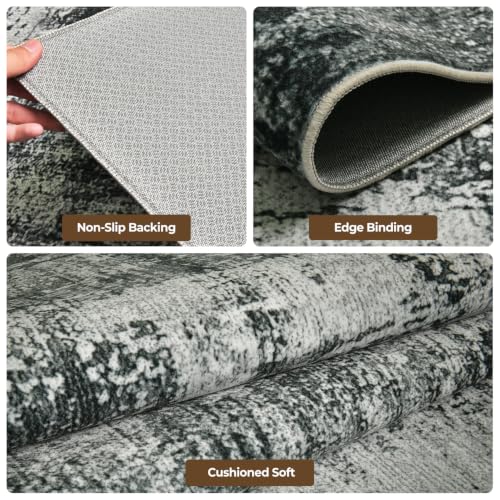 Washable Rugs 5x7 Area Rugs for Living Room,Bedroom,Dining Room,Nursery - color: Gray-black-white, size: 5' x 7' (Rectangular)