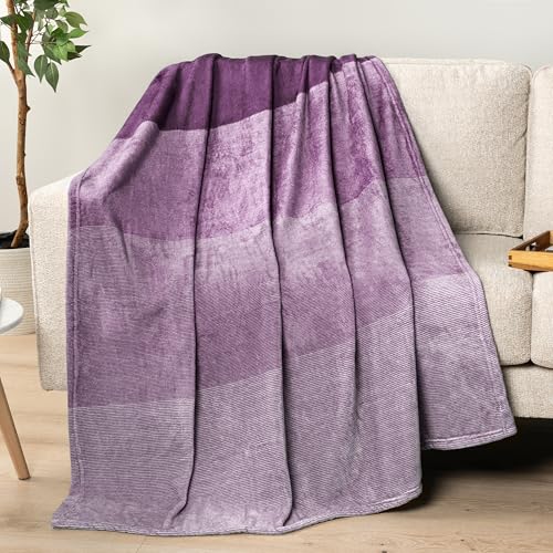 PAVILIA Purple Ombre Fleece Throw Blanket for Couch Sofa Bed, 50x60 - color: Gradient - Purple, size: 50 x 60 Inches - Throw