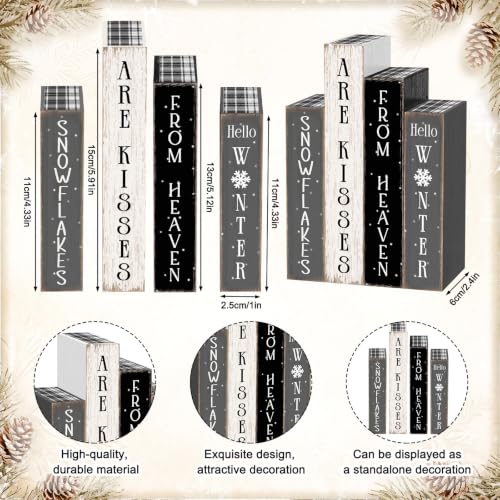 Rustic 4Pcs Winter Wooden Decor,Farmhouse Christmas Snowflake Book for Home - style: Snowflake