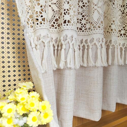 Boho Valances Crochet Tassel Kitchen Cafe Curtains 1PC W39 x L19 - size: 39"W x 19"L (Pack of 1)