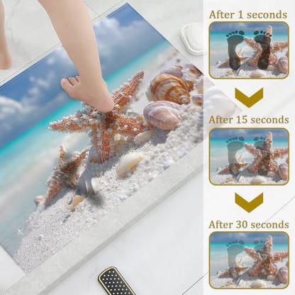 Beach Sea Starfish Bath Mat Rug, Door Mat Doormat Entrance Non-Slip Bathroom Rugs for Entryway Bathroom Kitchen 17 x 30 Inch - color: Beach Sea Starfish