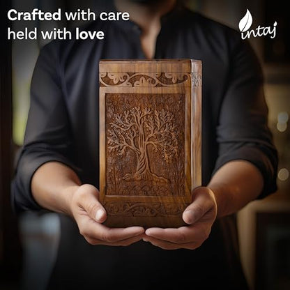 Tree of Life Wooden Urn for Human Ashes, Medium 115 Cu in, Rosewood - color: Rosewood Tree of Life, size: Medium (115 cu in)
