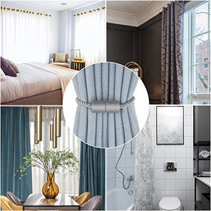 Magnetic Curtain Tiebacks Decorative Holdbacks Rope Tie Back Drapes Hangtty - color: Grey