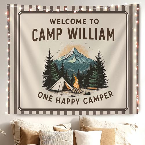 MKYFHSVGD Retro Striped Camping Tapestry Wall Hanging, Camping Decor for Camper, Mountain Forest Campfire Wall Tapestry for Camper RV Trailer Campsite Home Decorations, 50x60 Inch - color: Camping
