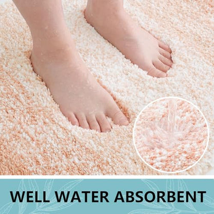 Arotive Microfiber Bathroom Rugs, Shaggy Soft Absorbent Bath Rug, 44x24 - color: Peach, size: 44" X 24"