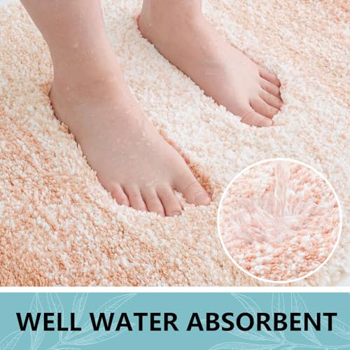 Arotive Microfiber Bathroom Rugs, Shaggy Soft Absorbent Bath Rug, 59x24 - color: Peach, size: 59" X 24"
