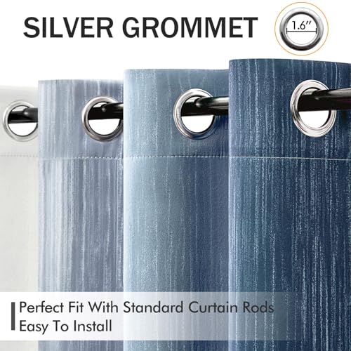 MIULEE Royal Blue and Greyish White Ombre Blackout Curtains 52Wx84L - color: Dark Blue and Greyish White, size: 52"W x 84"L (Pack of 2)