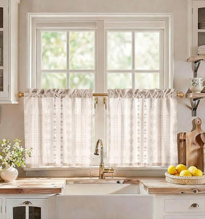 Miss Adola 24 Inch Length Kitchen Tier Curtains, Striped Farmhouse - color: Striped Farmhouse, size: 28"W x 24"L (Pack of 2)