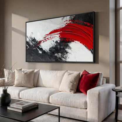 Extra Large Framed Red Black White Abstract Wall Art for Living Room, 60x30 - color: Black White Red B, size: 60"L x 30"W