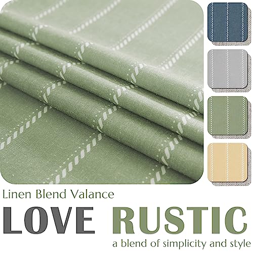 jinchan Striped Linen Valance Green Farmhouse 18 Inch 1 Panel - color: Nautical Striped Green, size: 50"W x 18"L (Pack of 1)