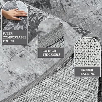 LOCHAS Washable Runner Rugs for Hallway 2x6, Non Slip Entryway Rug Runners - color: Grey, size: 6' x 2' (Rectangular)