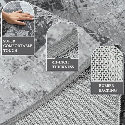 LOCHAS Washable Runner Rugs for Hallway 2x8, Non Slip Entryway Rug Runners - color: Grey, size: 2' x 8'(Runner)