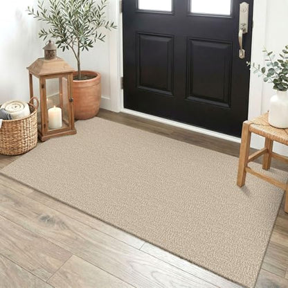 EARTHALL Washable Runner Rug, Non Slip Backdoor Rug, 2x4 Ft, Sand/Beige - color: Sand/Beige, size: 2' x 4' (Rectangular)