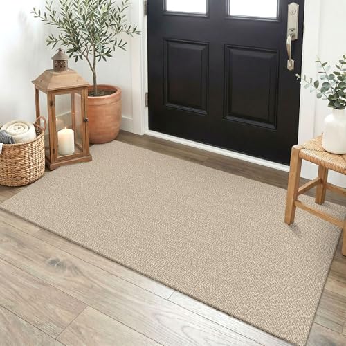EARTHALL Washable Runner Rug, Non Slip Backdoor Rug, 2x4 Ft, Sand/Beige - color: Sand/Beige, size: 2' x 4' (Rectangular)