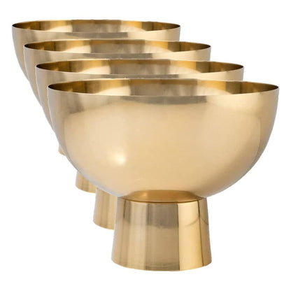 Serene Spaces Living Large Decorative Gold Pedestal Bowl: Elegant Metal Compote Bowl for Home Décor, Weddings, Parties, 7" Diameter, 5.5" Tall (Pack of 4) - size: Large - Pack of 4