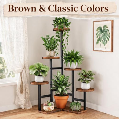 GEEBOBO 6 Tiered Plant Stand Indoor - color: 6 Tier-Brown
