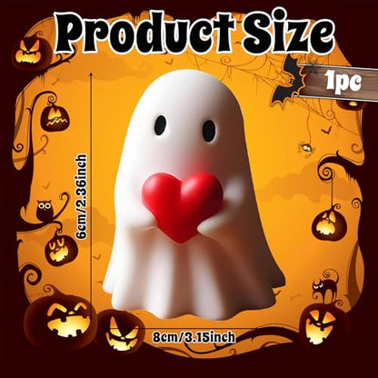 Red Heart Ghost Figurine,Halloween Cute Ghost Statue for Shelf Mantel, - color: Red Heart Ghost