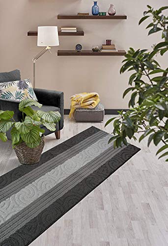 3 Ft Gray Entryway Kitchen Bath Rug Mat, Non Slip Washable, Soft - color: Anthracite Scroll, size: 2'2" x 3' (Rectangular)