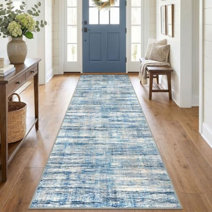 KOZYFLY 3x10 Runner Rug for Hallway Modern Washable Kitchen Rug Blue Beige - color: Blue Beige, size: 3' x 10' (Runner)