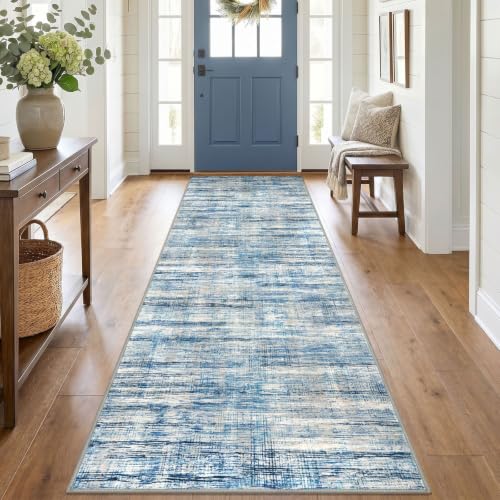 KOZYFLY 3x10 Runner Rug for Hallway Modern Washable Kitchen Rug Blue Beige - color: Blue Beige, size: 3' x 10' (Runner)