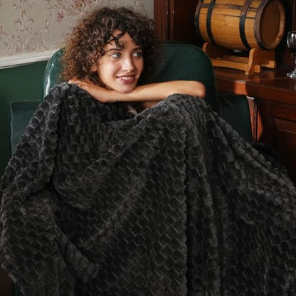 PHF Soft Cozy Fleece Throw Blanket, 340GSM Lightweight Warmth, Dark Grey - color: Dark Grey, size: Throw(50"x60")