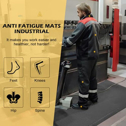 Anti Fatigue Mat 2x7 Ft 15/16" Thick Soft Sponge Ergonomic Mat - size: 83.9"L x 24.4"W x 0.9"Th