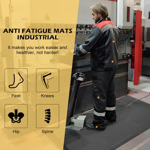 2 x 3 FT Anti Fatigue Mats Industrial 1 Inch Thick Soft Sponge Ergonomic Mat Durable Heavy Duty Diamond Plate for Standing Non Slip Industrial Grade Floor Mat for Leg & Back Pain (Gray) - size: 35.4"L x 23.6"W x 1"Th