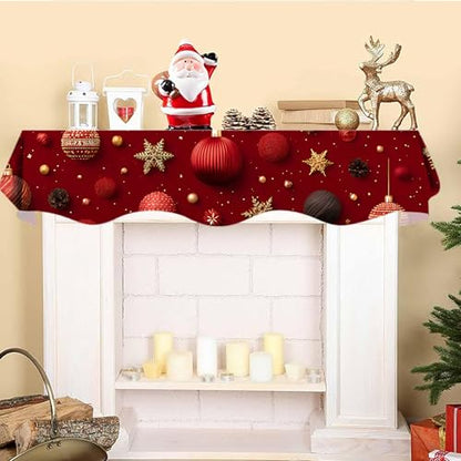 NYZE Christmas Mantel Scarf 70 x 17 Inch Fireplace Mantel Scarf Cover Decoration for Christmas Fireplace Scarf Shelf Top Runner Holiday Winter Home Decor - size: 70 x 17 in, style: Ball