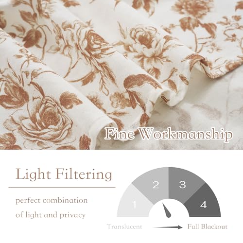 NICETOWN Faux Linen Valance for Windows Kitchen Living Room, Autumn Yellow Brown Peony Printed Rod Pocket Farmhouse Country Rustic Bathroom Small Window Treatment (52x18 inch, 1 Panel) - color: Yellow Brown, size: 52"W x 18"L (Pack of 1)