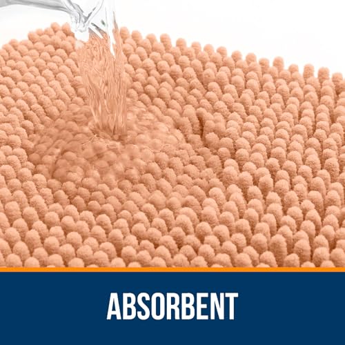 OLANLY Toilet Rugs U-Shaped 20x20, Soft Absorbent Chenille Contour Rugs - color: Peach, size: 20" X 20" Contour Rug