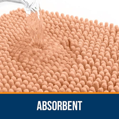OLANLY Toilet Rugs U-Shaped 20x20, Soft Absorbent Chenille Contour Rugs - color: Peach, size: 20" X 20" Contour Rug