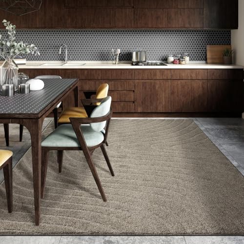 LUXE WEAVERS Modern Geometric Wave Taupe 6x9 Area Rug - color: Taupe, size: 6' x 9' (Rectangular)