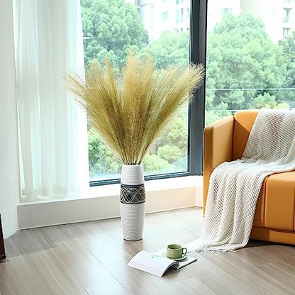 Wertuirk Gold Pampas Grass Decor - 45-Inch Set of 8 Faux Tall Pampas Grass - color: Gold