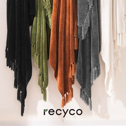RECYCO Chenille Throw Blanket for Couch, 60"x80", Rust - color: Rust, size: 60'' X 80''