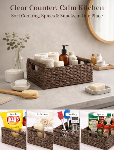 Wicker Basket, Large Basket for Gift Baskets Empty, 15.4x11x6.3in - color: Brown, size: Large