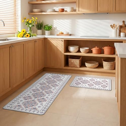 Kitchen Rugs for Floor 2 Pcs Memory Foam Padded Anti Fatigue Kitchen Mat - color: Boho